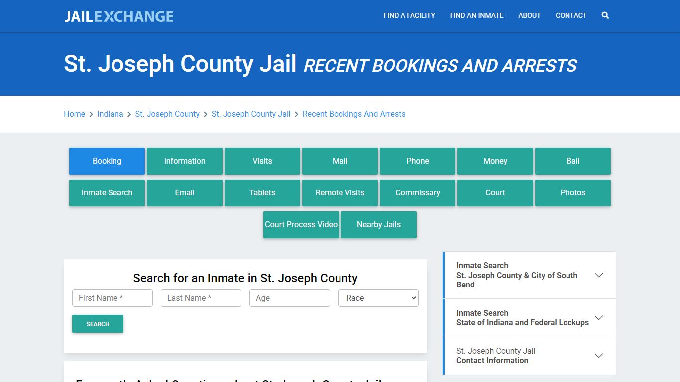 St. Joseph County Jail Recent Bookings And Arrests - Jail Exchange